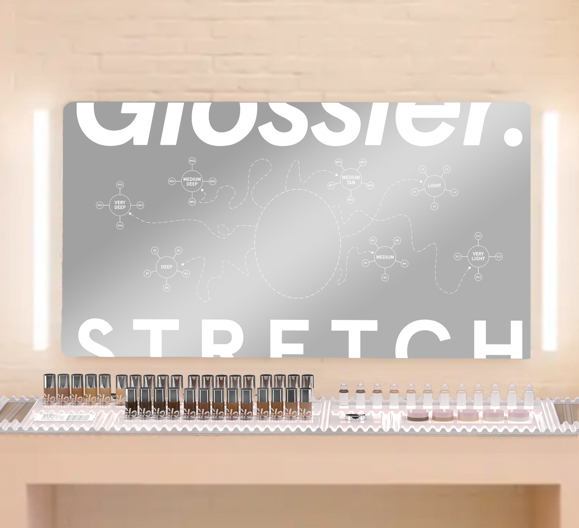  Designed mirror cling to work as an educational piece and a selfie moment.  