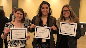 From left to right, Madelyn Houser, Jessica Shartouny, Madeline Price with their certificates.