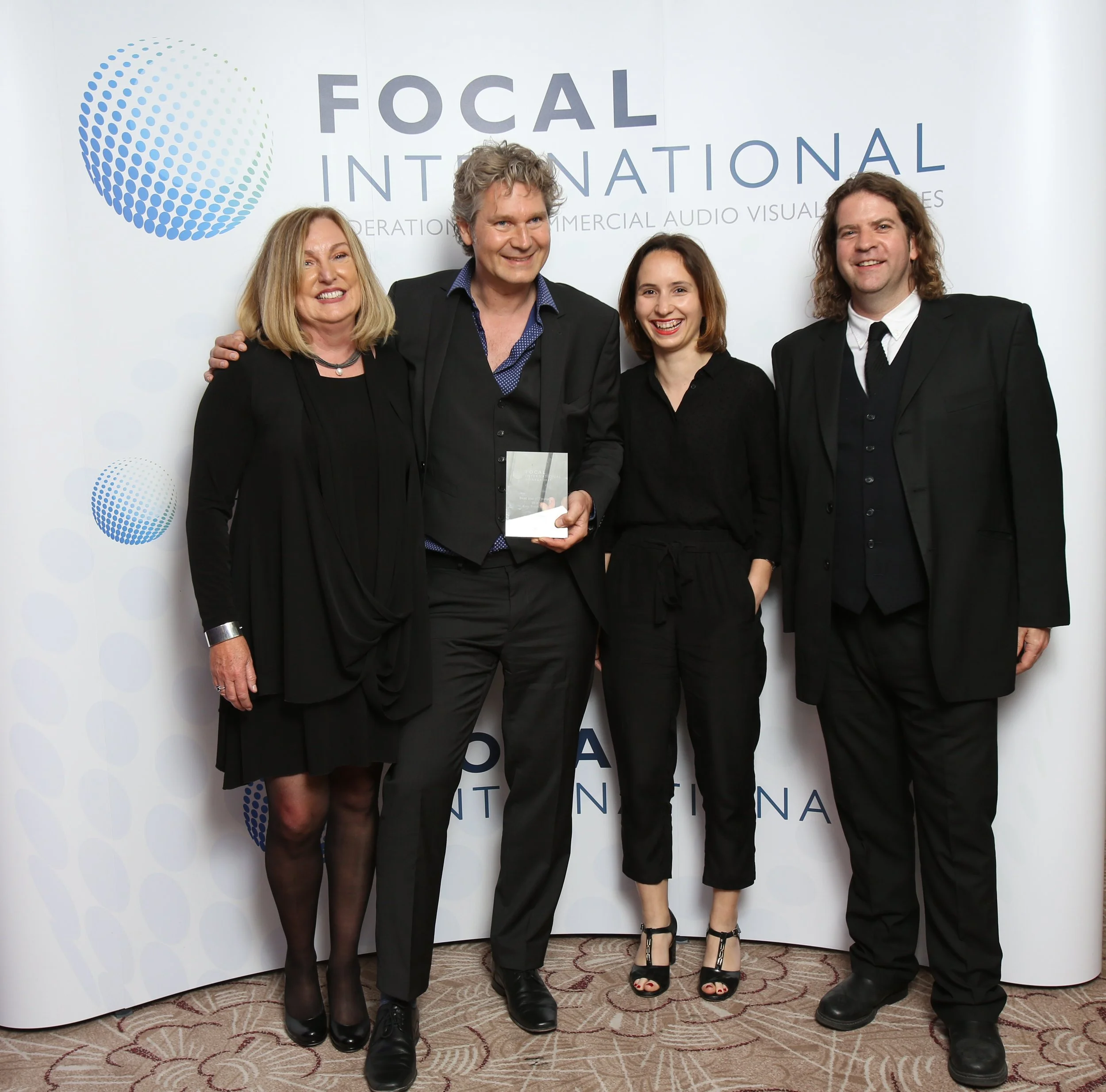 Elizabeth klinck and thorsten schutte at the 2017 focal awards. With Raphaëlle Cittanova from Films du Poisson and Paul Bowman, Head of Film Culture at Film london (the award sponsor). 