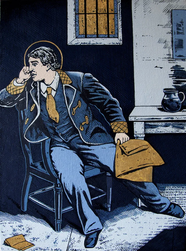 McDermott & McGough, Oscar Wilde in Prison (Detail), 1895 (MMXVII), Oil and Gold Lead on Linen, 24 x 18 inches, 60.96 x 45.72 centimeters, Courtesy of the Artists