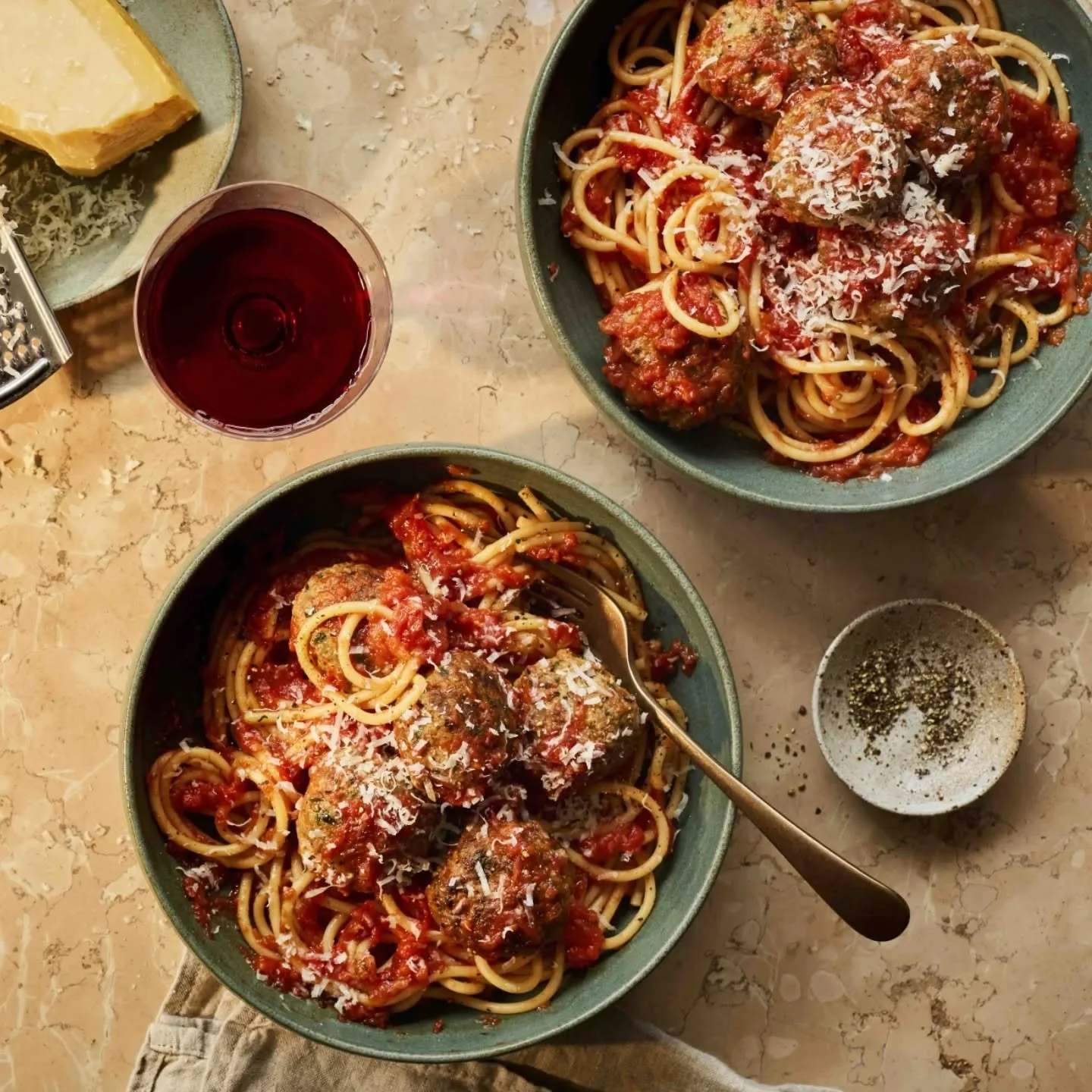 Spaghetti and meatballs might not be technically correct in the eyes of Italian tradition, but sometimes you just have to ignore the rules and do what tastes good 🙃🍝

This version is bold, brash and a little bit messy&mdash;minced pork and beef mea