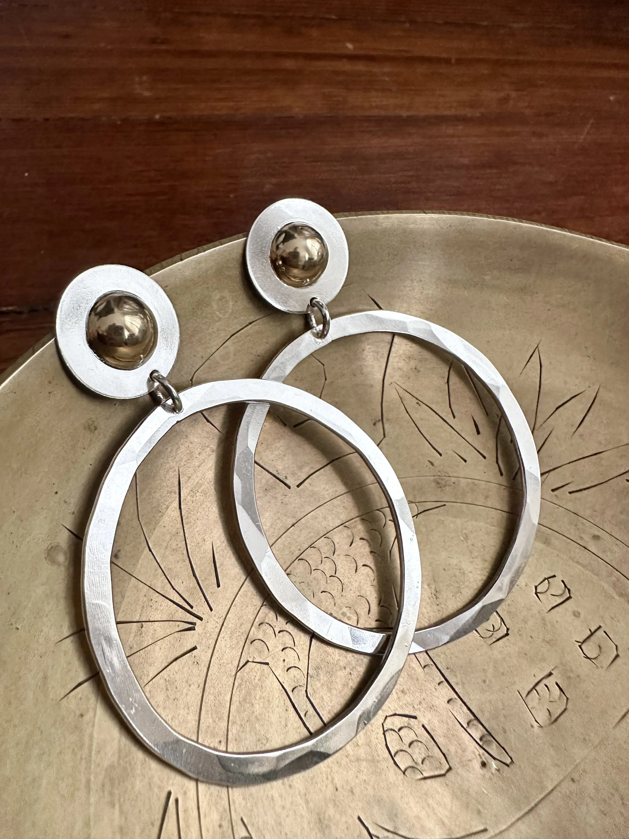 Monolith Hoops, Two-Toned Silver and Gold