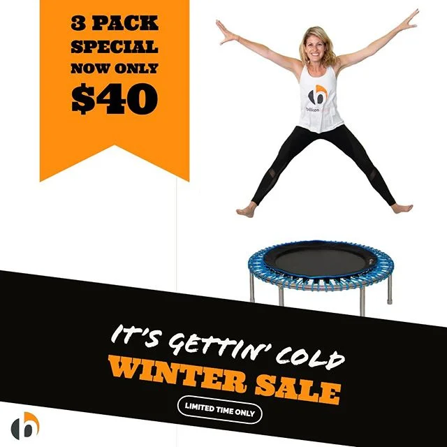 Baby It's Cold Outside, So Let's Bounce!🤸🏻‍♂️❄️☃️
_
From today until December 1st take advantage of our 3 class for $40 sale! Limit 1 per customer and 6 month expiration. It's cold outside, come get warm with us inside!