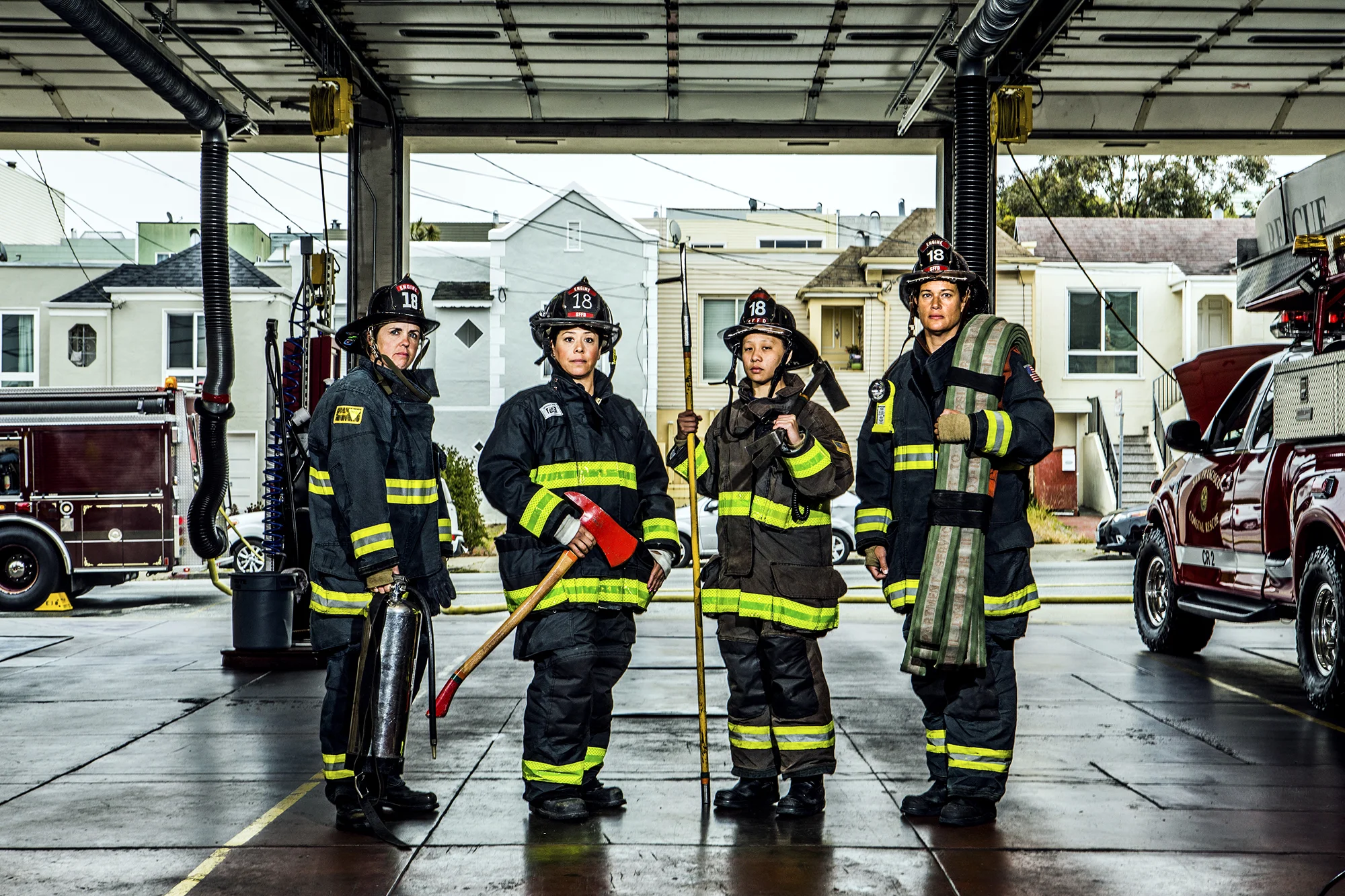 Erin Murphy, Yvette Otega, Stacey Lee, Katherine Alba-Swanson, at Station 18. 