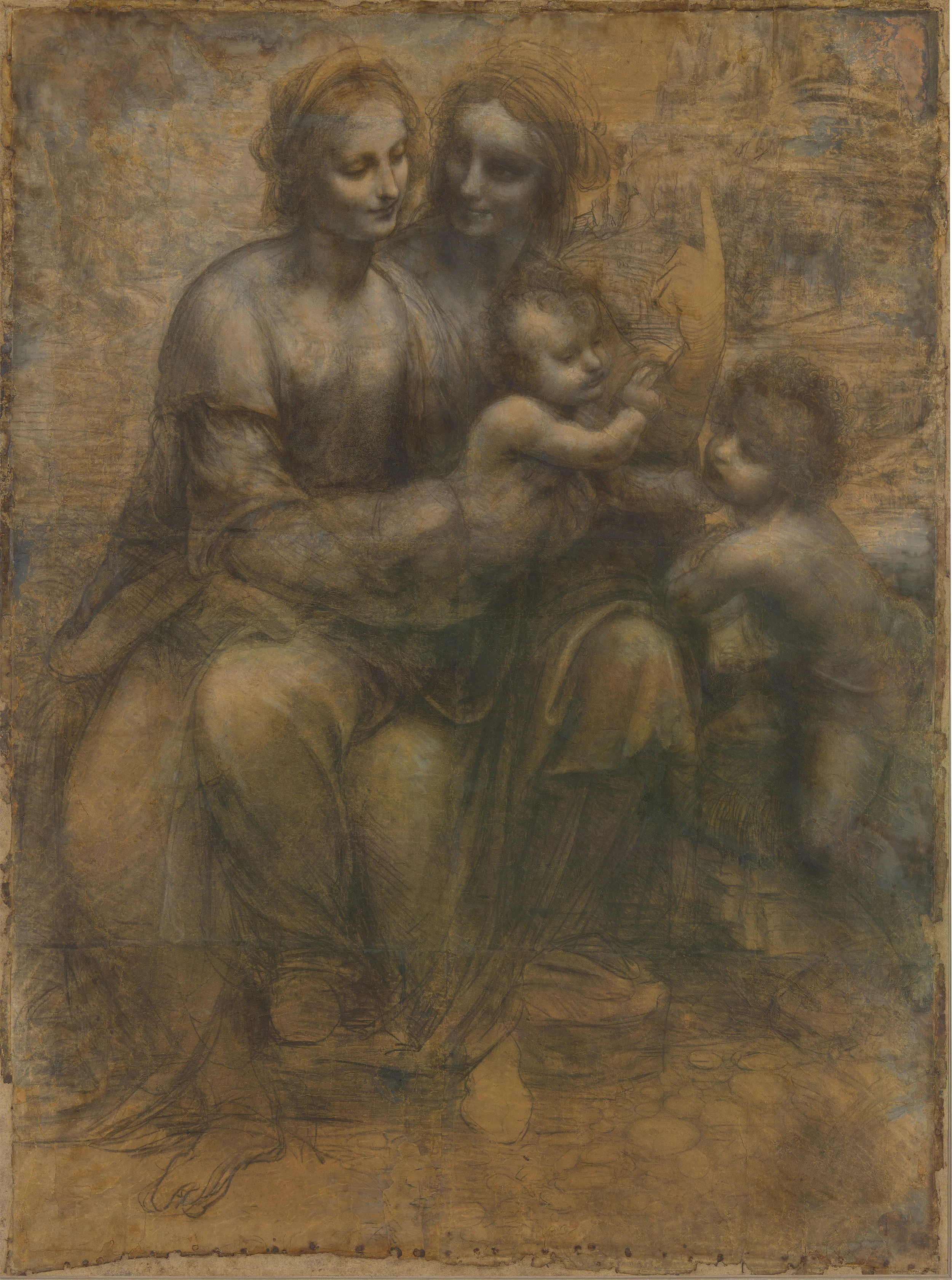The Virgin and Child with St Anne and St John the Baptist, Leonardo DaVinci c. 1499–1500 or c. 1506–8