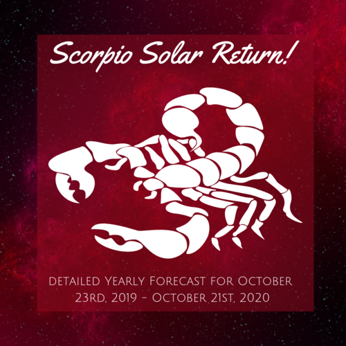 Calling all Scorpio Sun Signs! Your Solar Return Yearly Forecast Video is AVAILABLE NOW ! Follow this link to order yours today! In this 2 hour forecast with supplemental materials, you'll get a detailed overview of the most important planetary influences impacting your personal solar year ahead! Specific indications are included for each birth date to help you to get as much detail as you need to plan ahead! :)