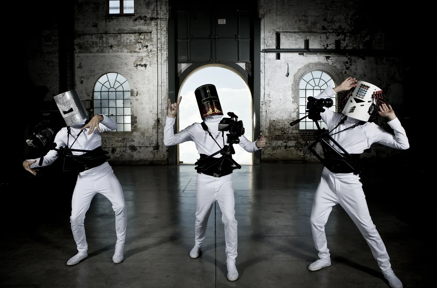 ROCKING OUT IN THEIR M, T AND V HELMETS