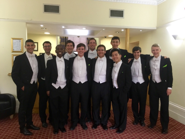 Posing after our short performance in the lobby of the Darlington Hyde Park hotel