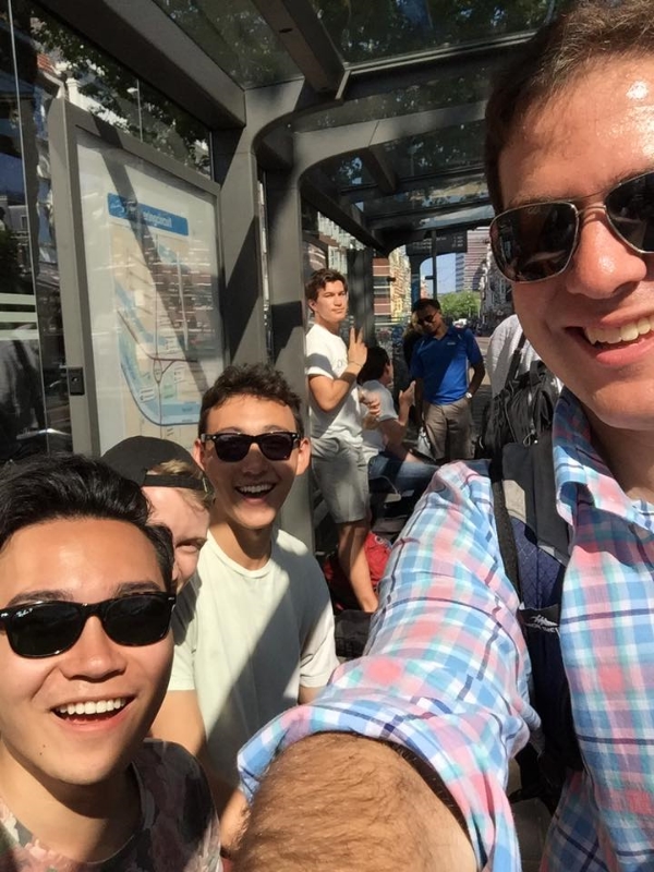 Hanging out near one of the city's many tram stations