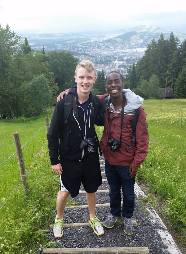 Billy and Sydney hiking down Mt. Pilatus