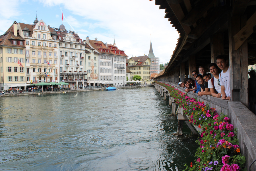 The Dins on a bridge in Lucerne