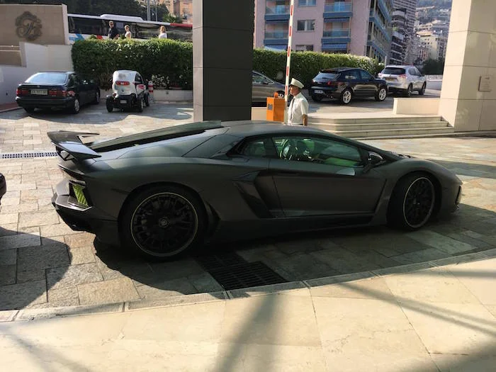 A very nice Lamborghini parked outside our hotel