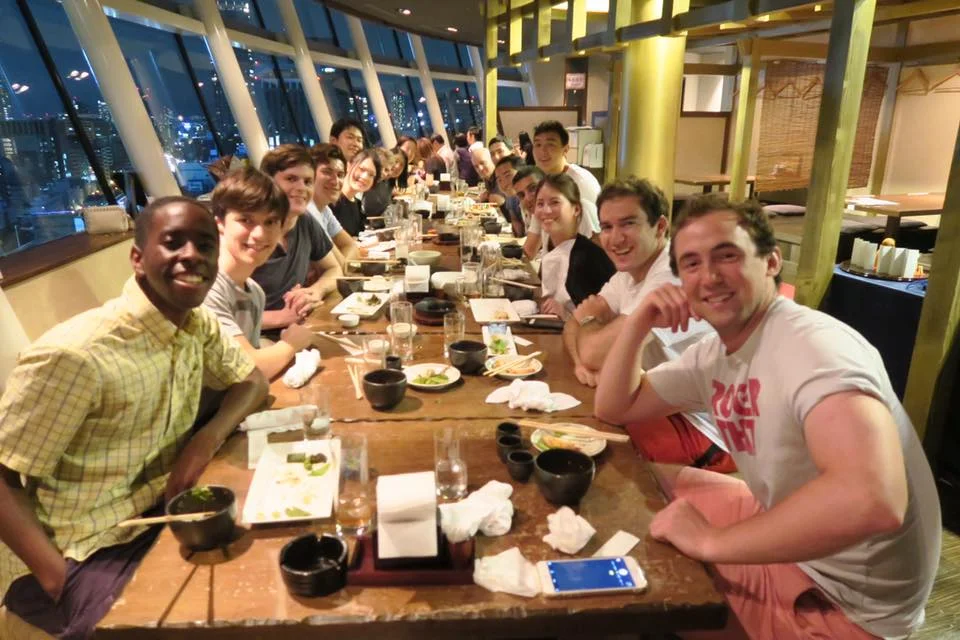 Dining on the top floor of a hotel in Osaka