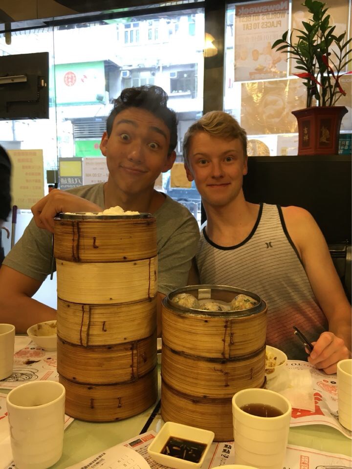Some hungry Dins getting very excited for their food
