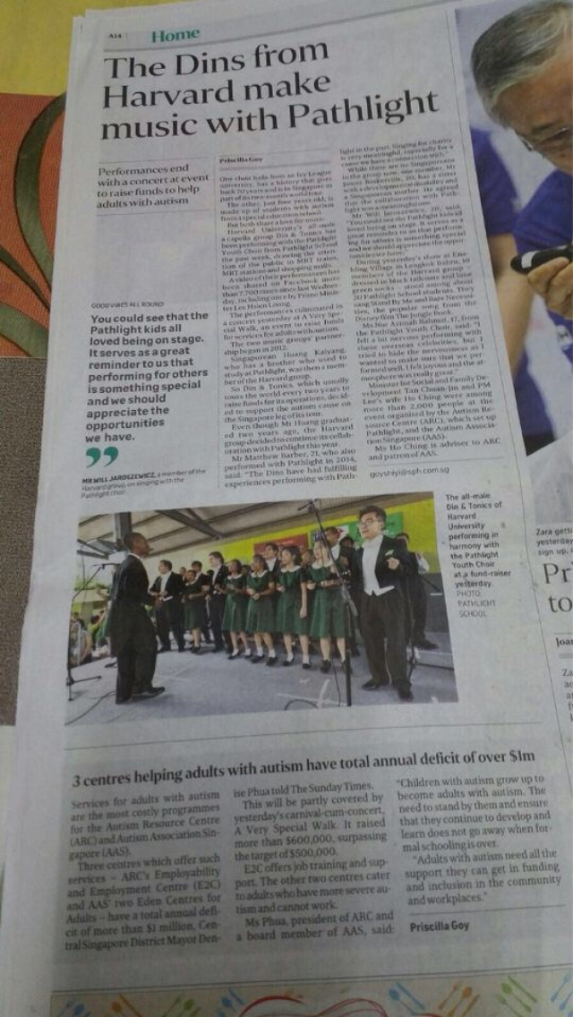 A nice appearance in a prominent Singaporean newspaper, for which we were interviewed on Saturday