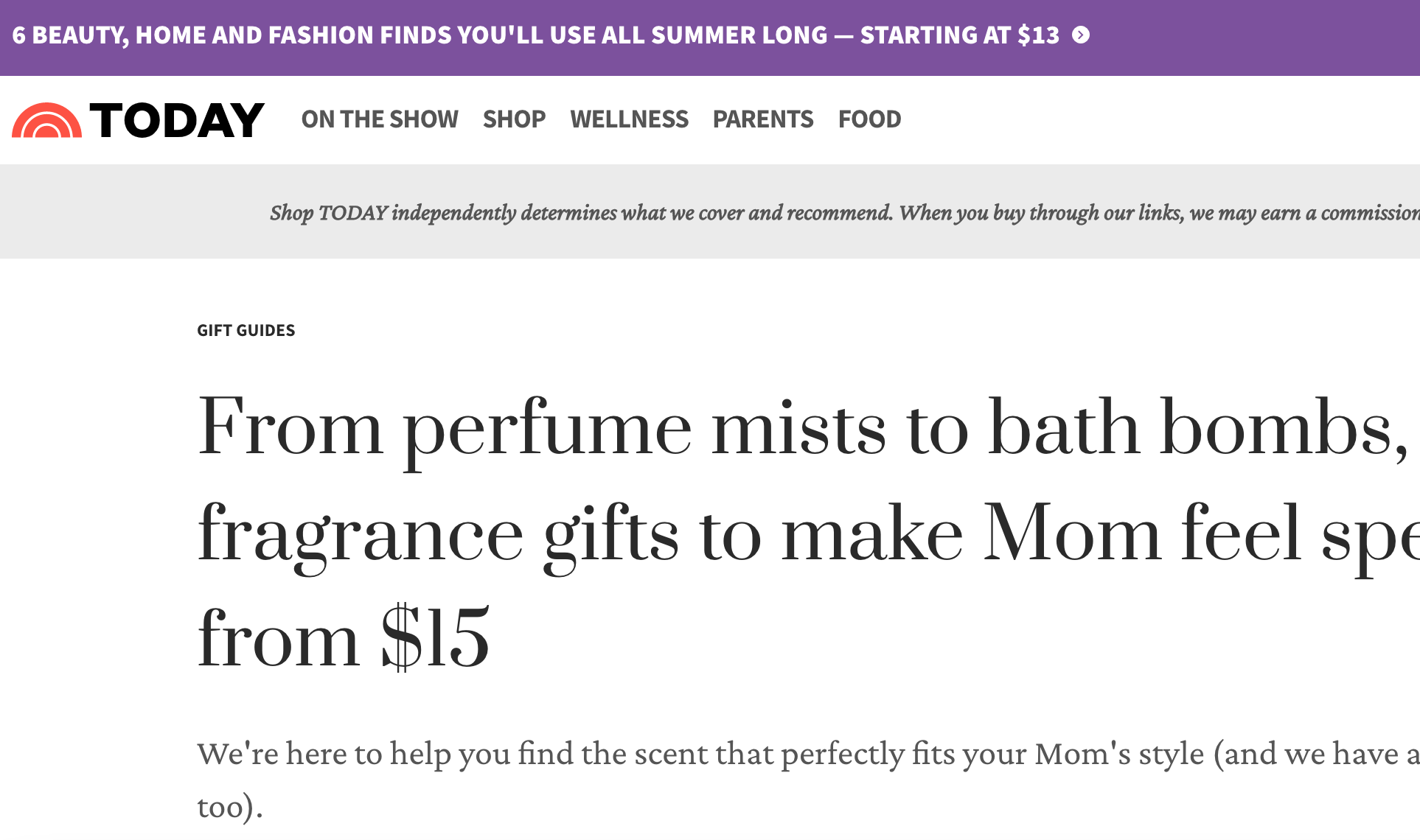 TODAY.com: From perfume mists to bath bombs, 22 fragrance gifts to make Mom feel special — from $15