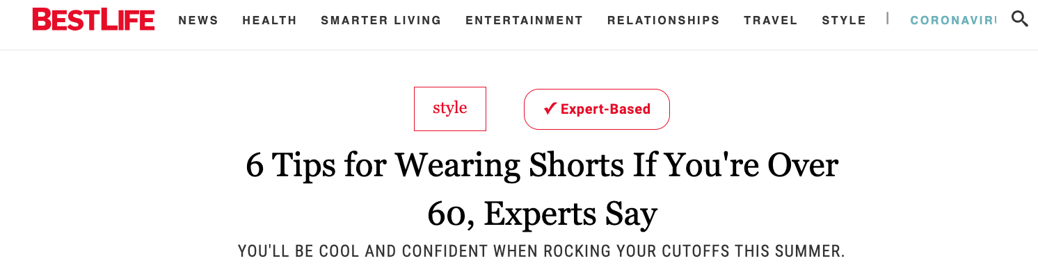 Best Life 6 Tips for Wearing Shorts If You're Over 60, Experts Say
