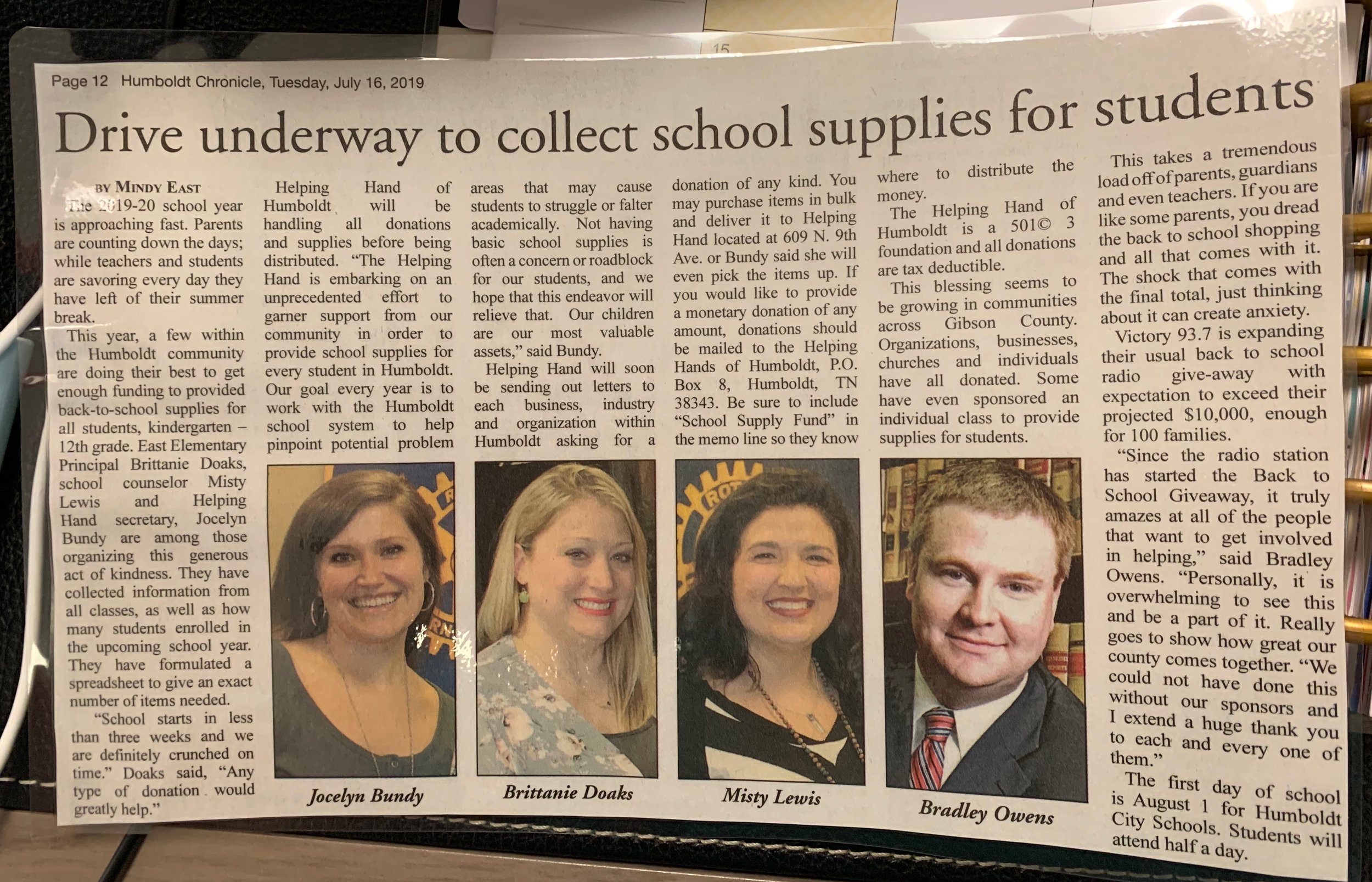Copy of Copy of EES School Supplies Drive in the Humboldt Chronicle
