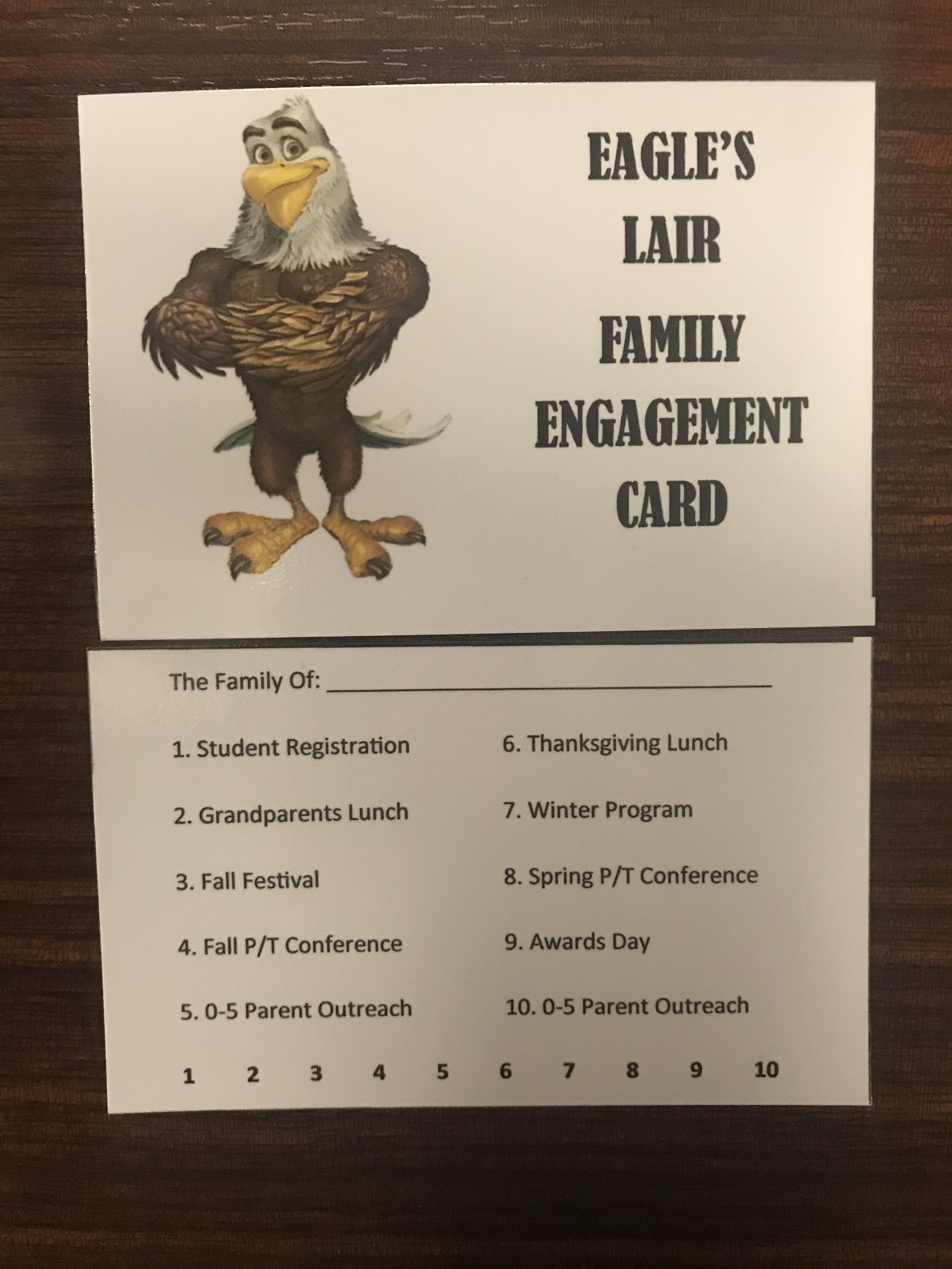 WTSD Eagle's Lair Family Engagement Punch Card