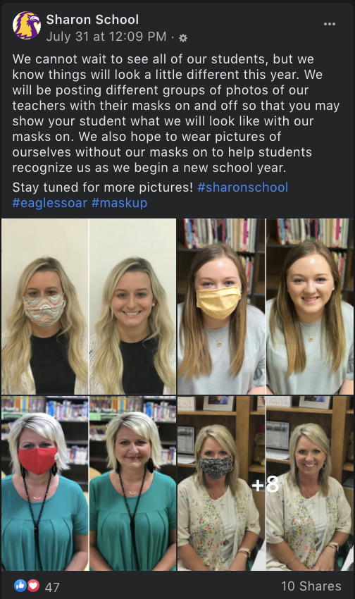 Sharon School Teacher Photos Facebook Post