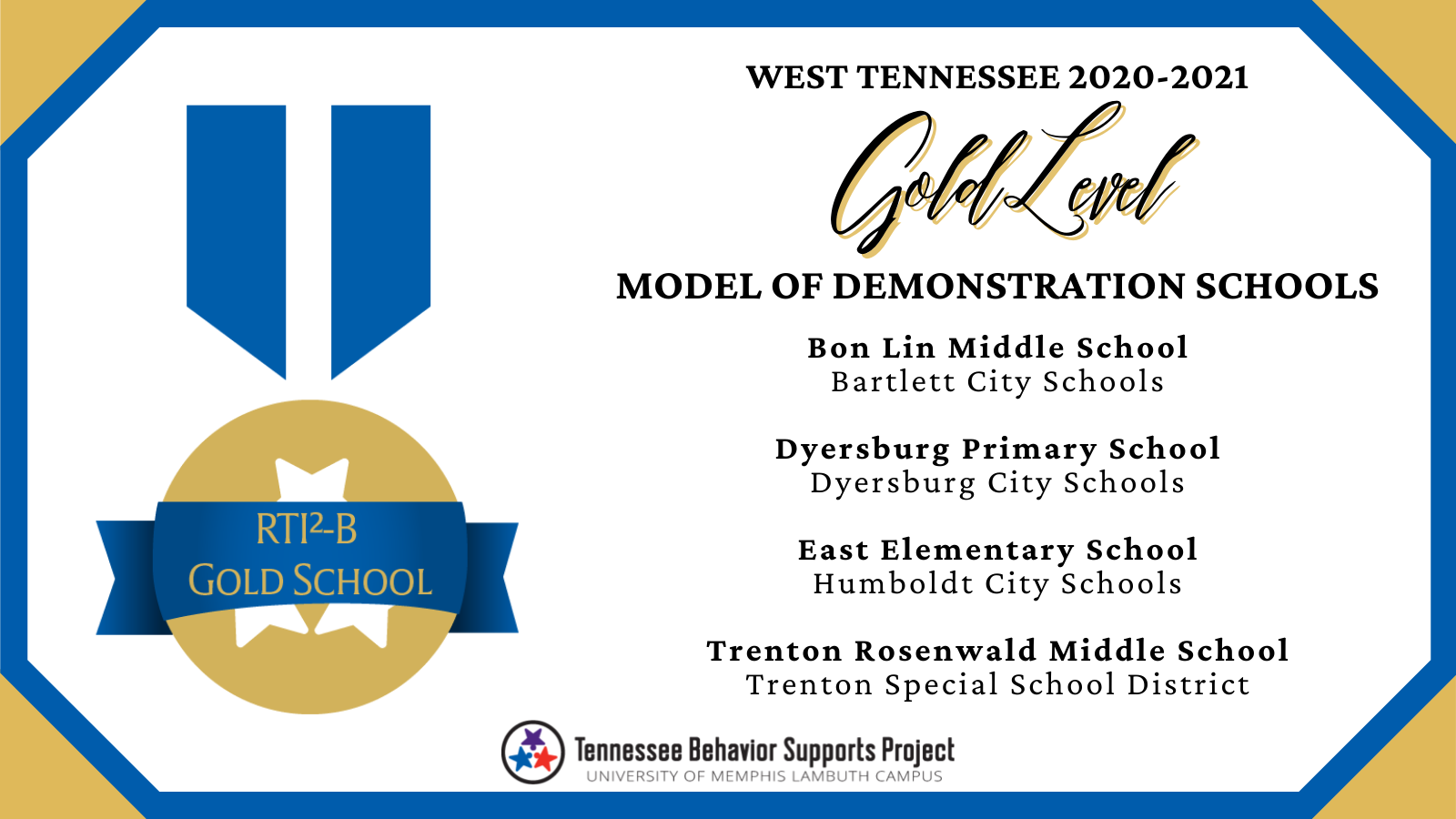 This graphic depicts our RTI2-B Gold Models of Demonstration for 2020-21.