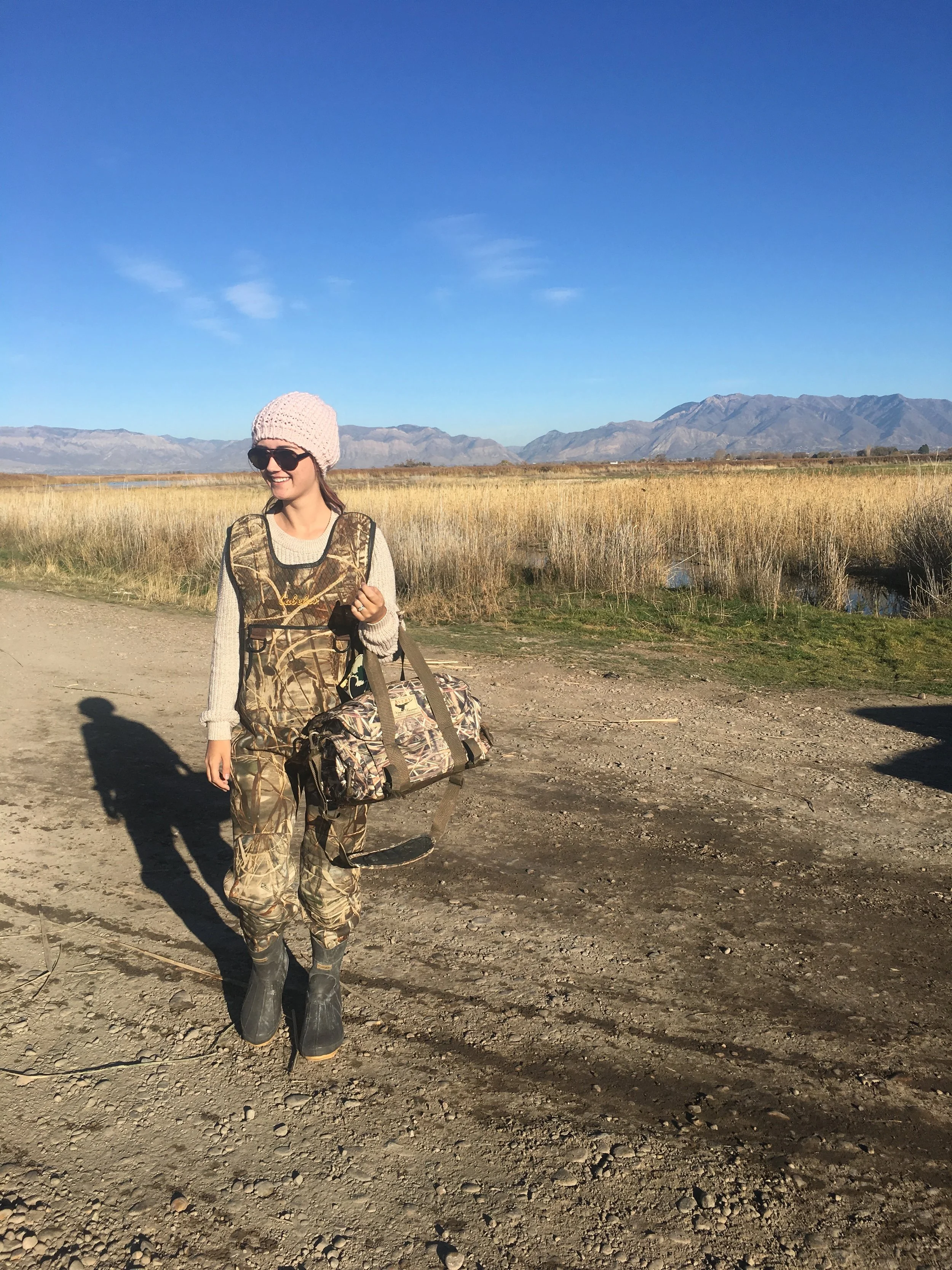 Outfit details: Waders // Cabelas Bag // Avery Sweater // H&M Beanie // Plato's Closet lol sorry, I couldn't help myself!