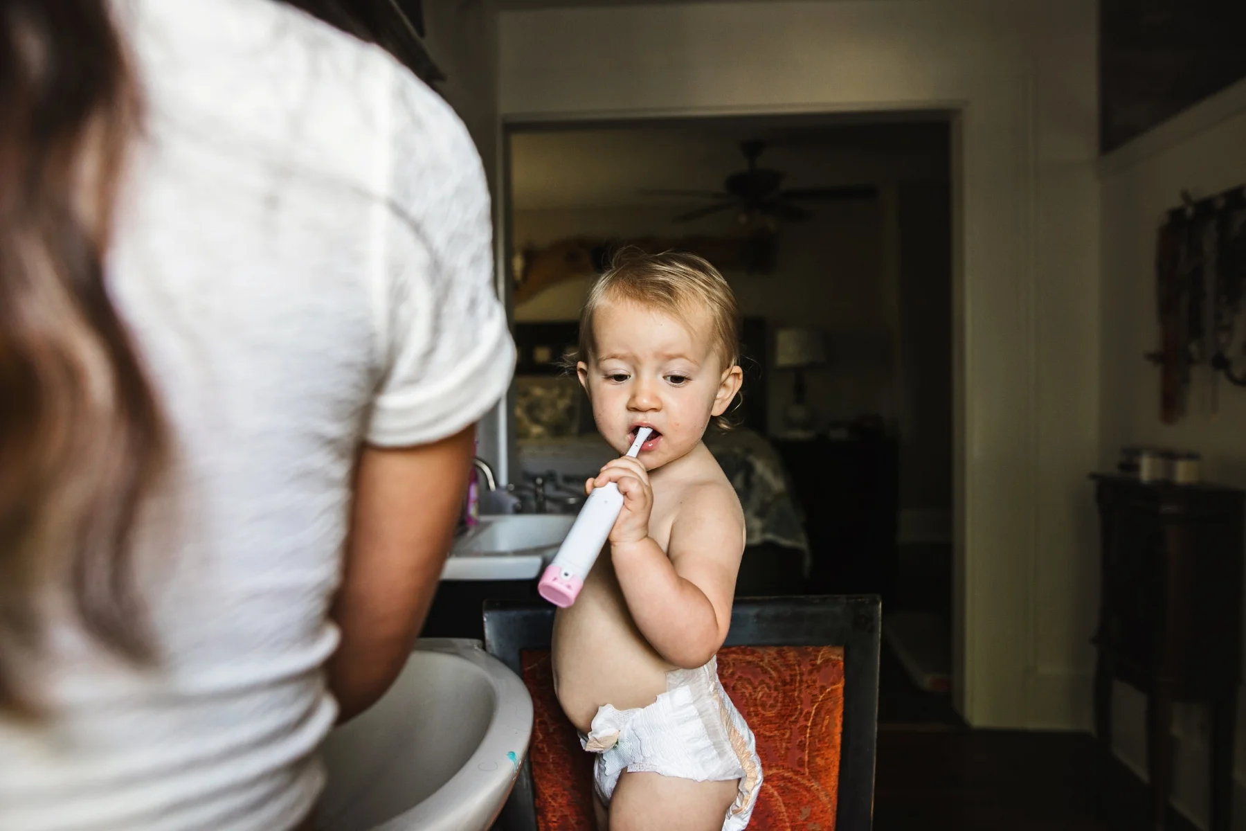 Brushing our teeth has become our new favorite ritual, even though it's mainly foamy toothpaste-filled laughs. 