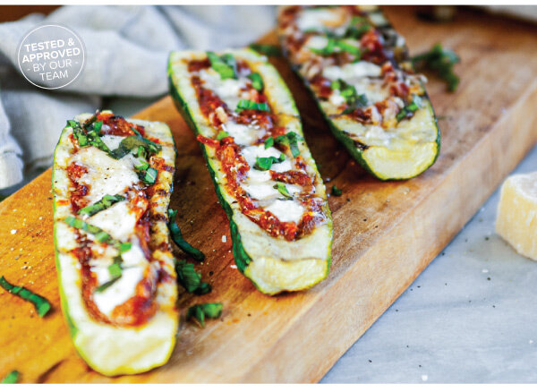 Stuffed Zucchini Boats with Mozzarella and Parmesan
