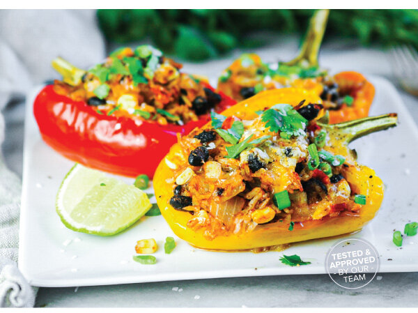Stuffed Bell Peppers with Beans, Rice, and Corn