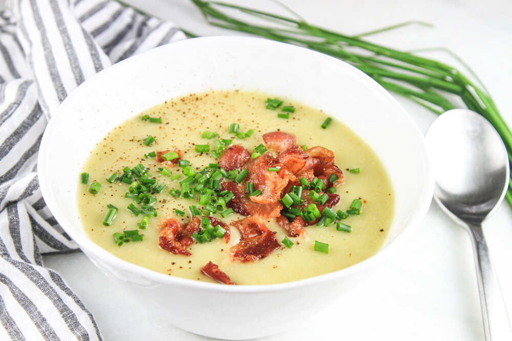 Roasted Garlic, Leek, and Potato Spring Soup