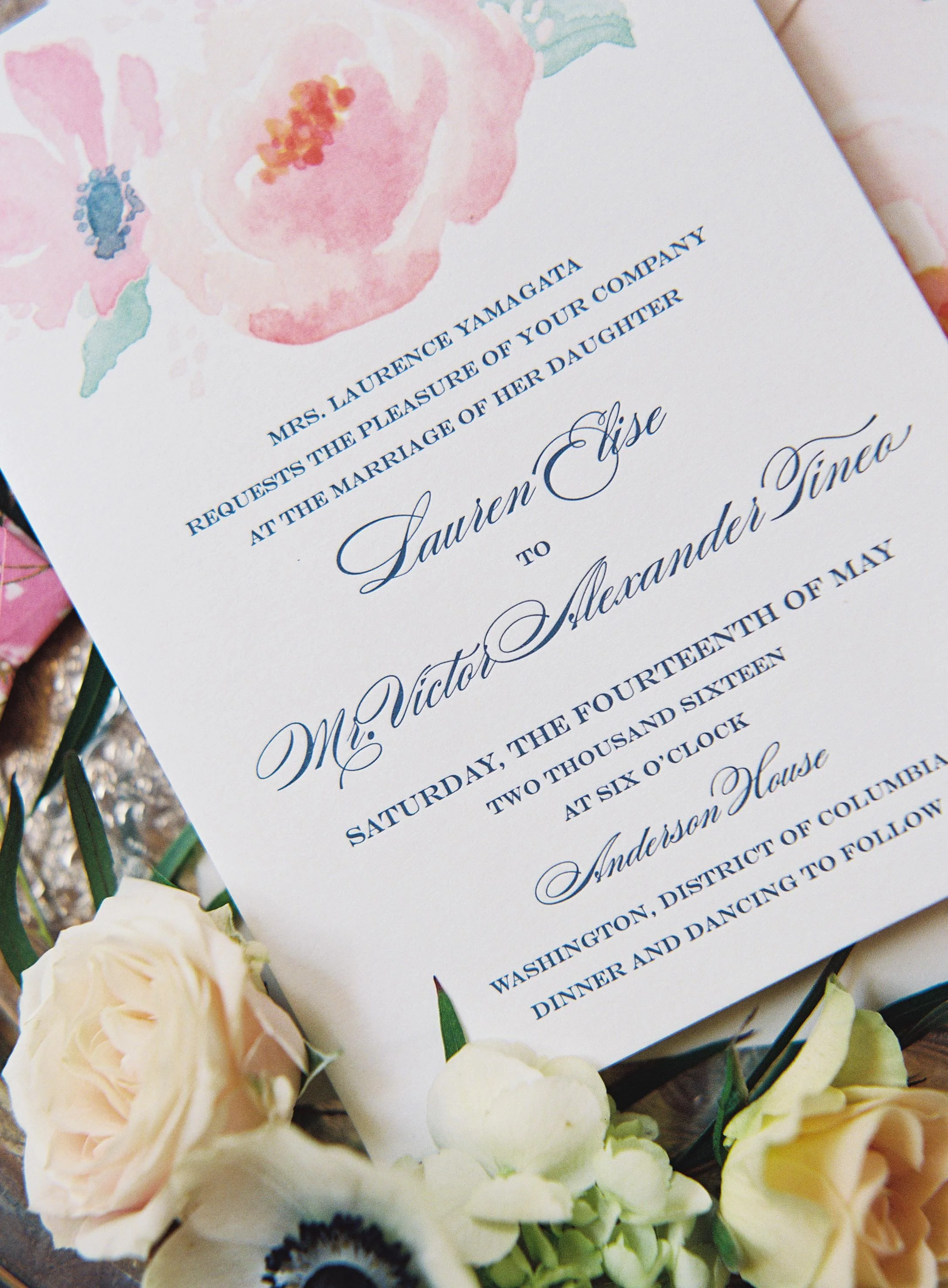 Watercolor Bouquet Invitation Suite