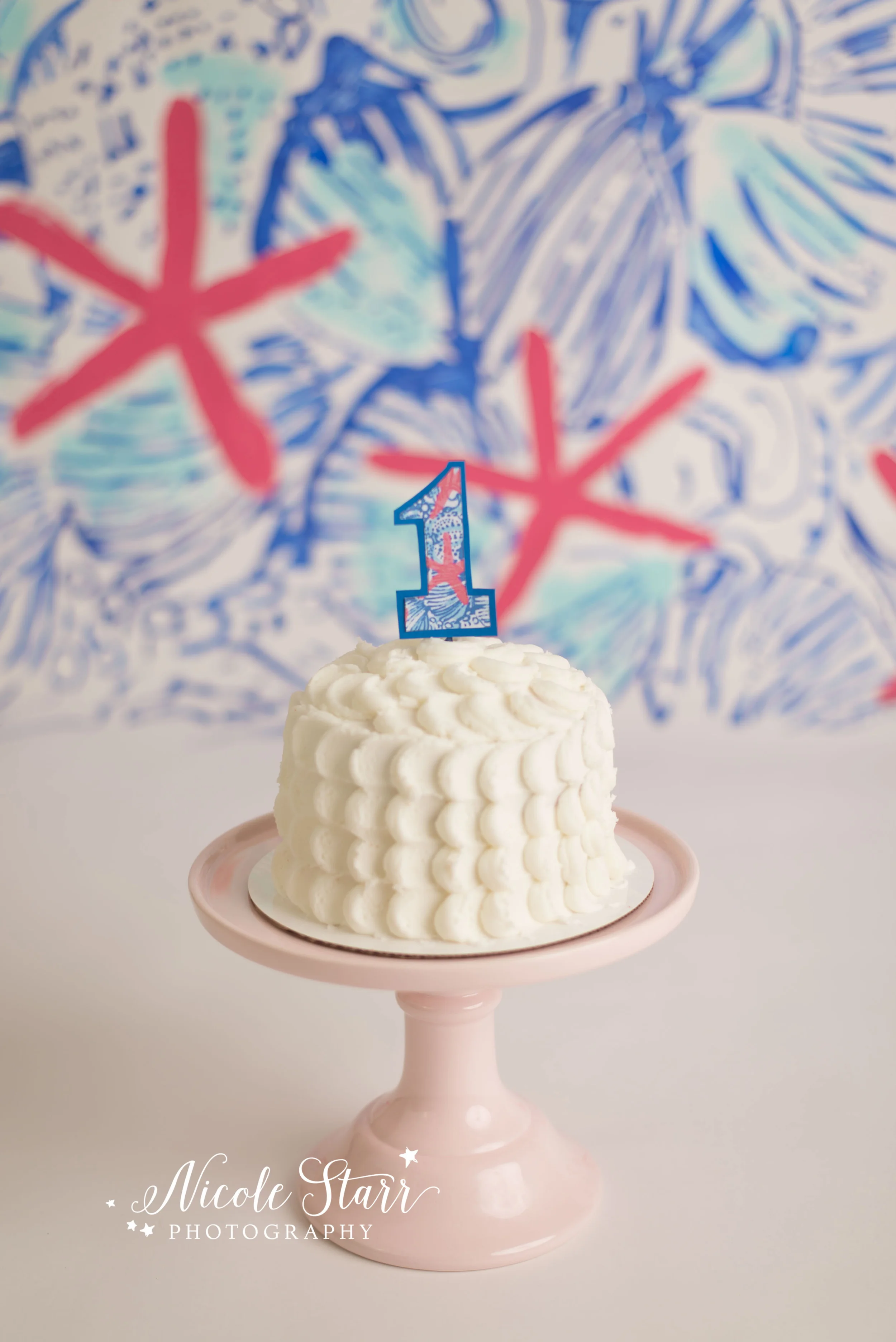 Albany Saratoga Springs studio session with a Lilly Pulitzer cake smash and a simple white buttercream cake