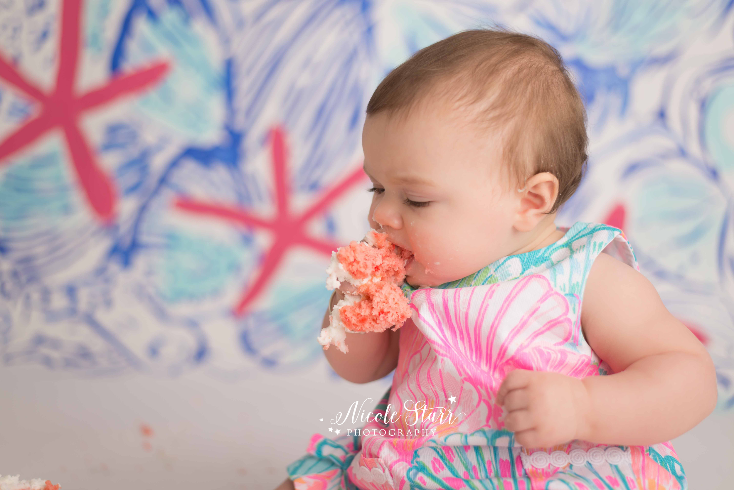 saratoga springs albany baby photographer lilly pulitzer birthday cake smash .jpg