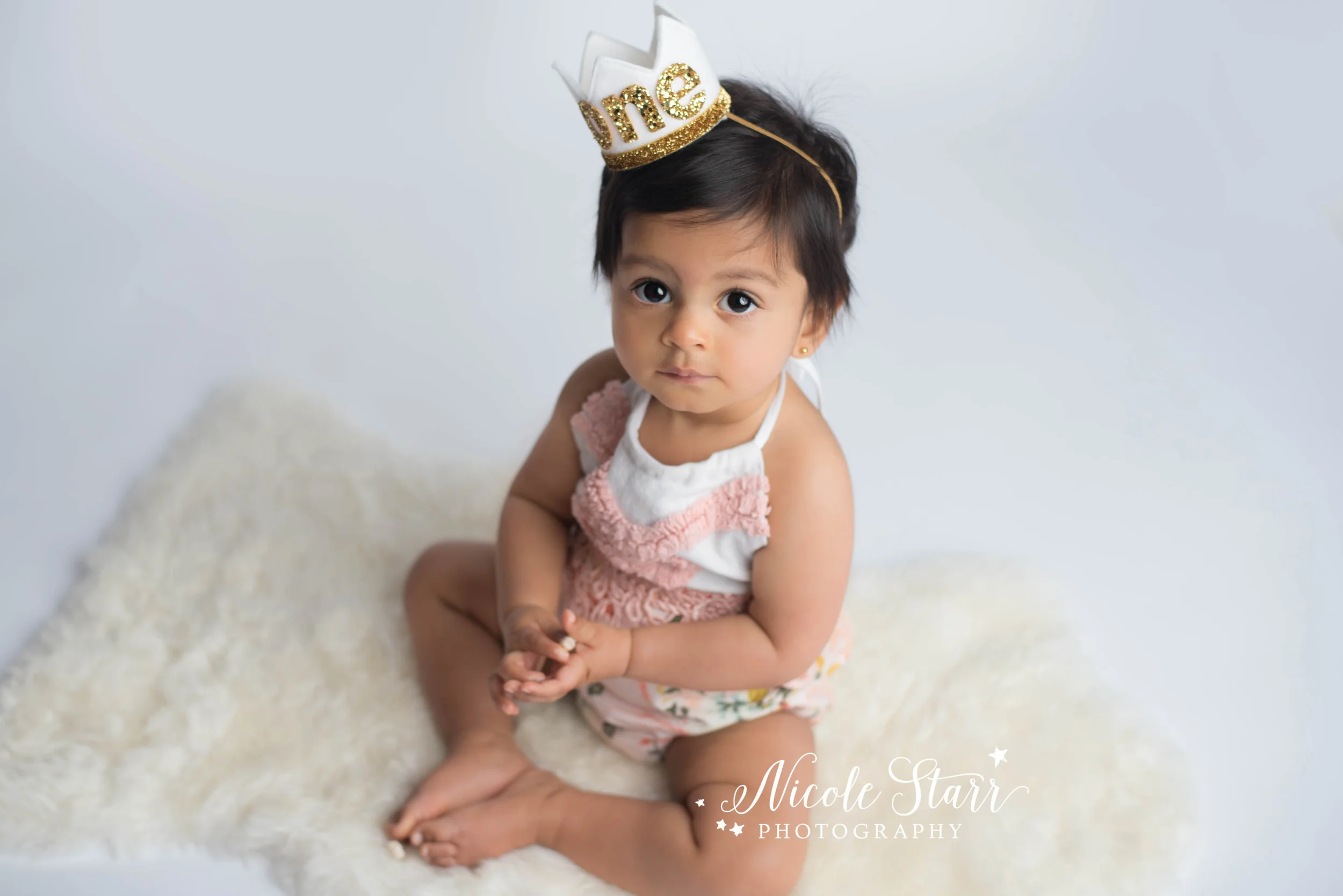 pink birthday girl romper from the stag and the swan, Albany NY photographer nicole starr photography
