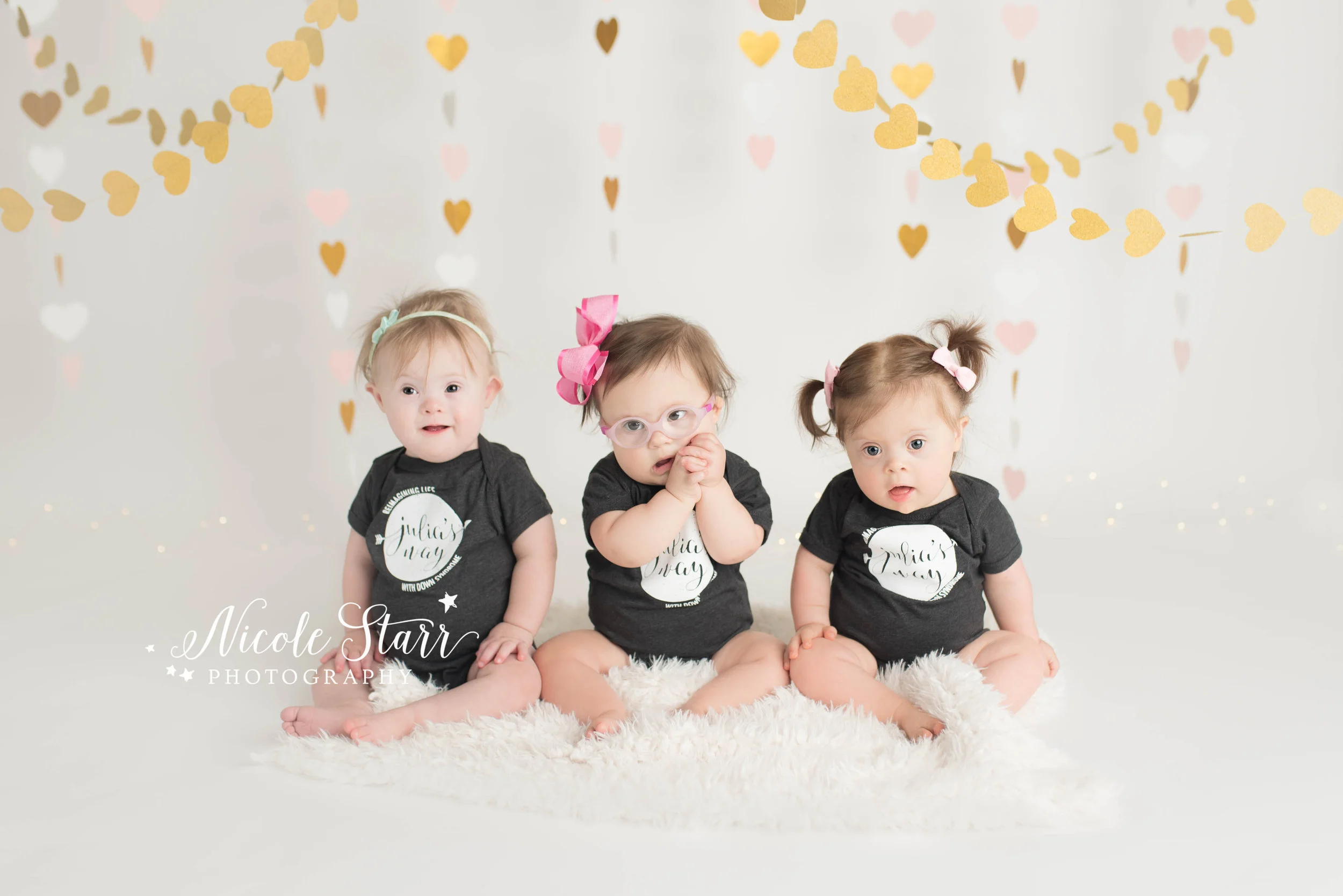 Cake Smash with three babies with Down syndrome.  Special needs photographer in Boston, MA.