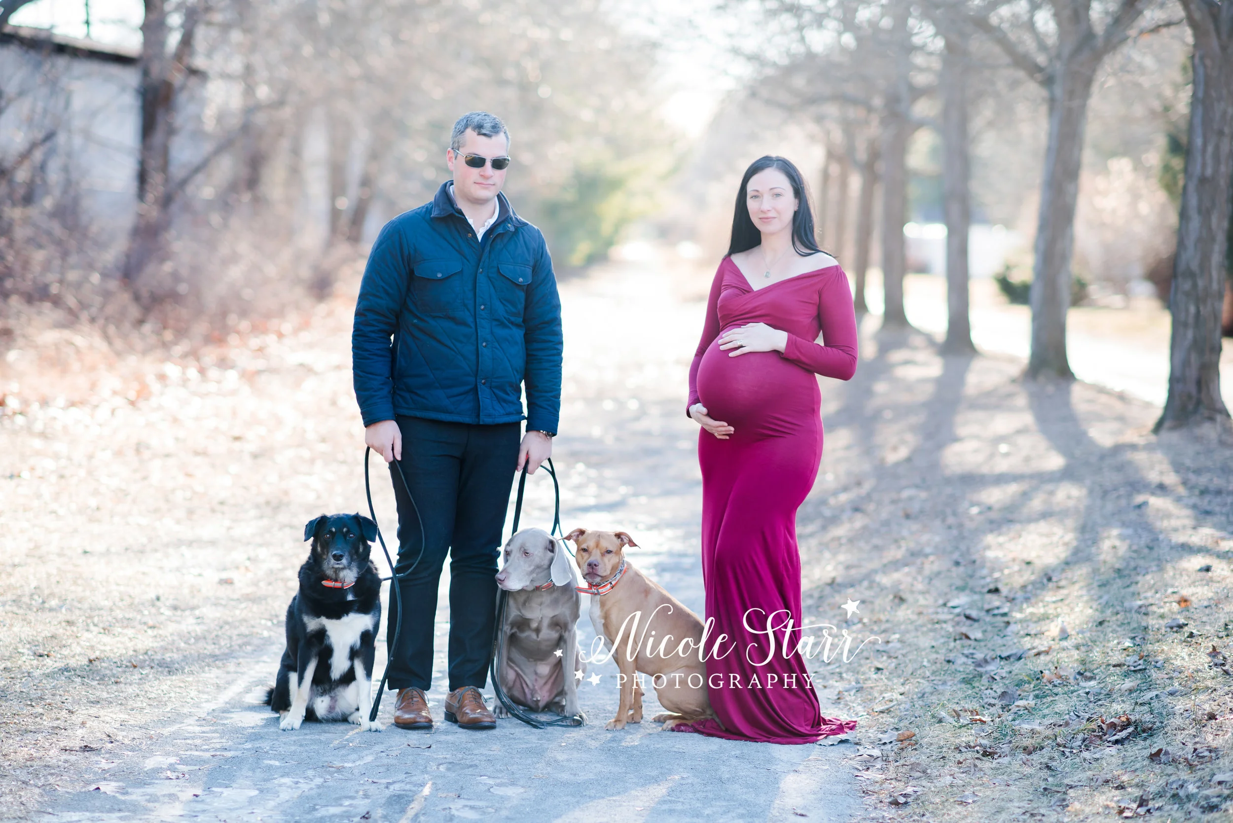 Winter Maternity Portraits With A Red Gown Saratoga Springs Boston Baby Photographer Nicole Starr Photography
