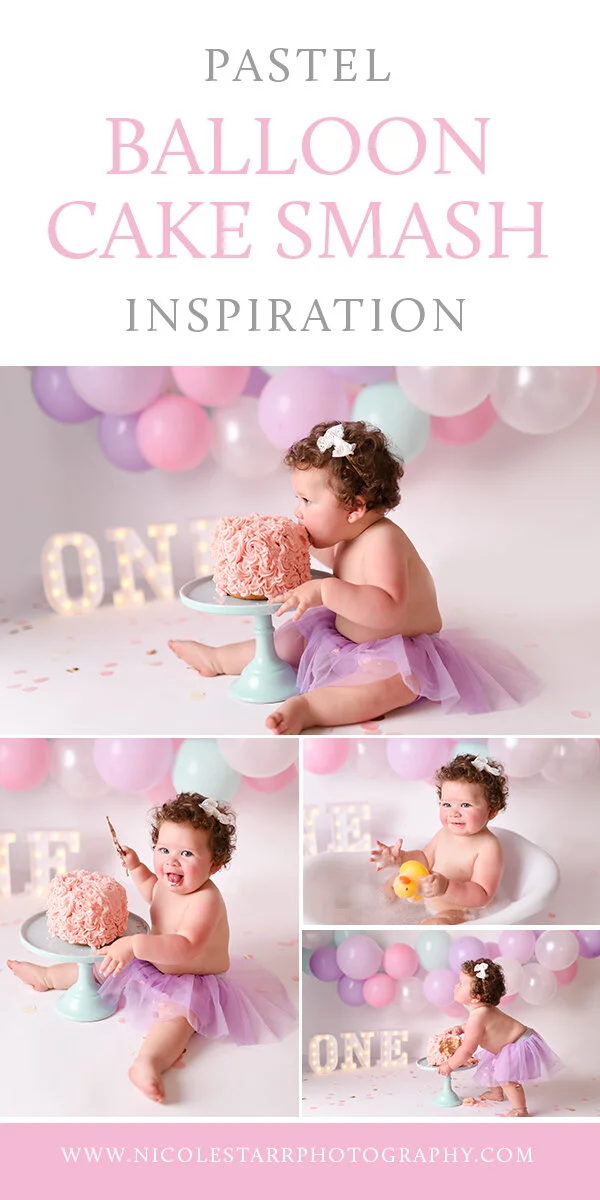 Pastel Balloon Cake Smash with Nicole Starr Photography