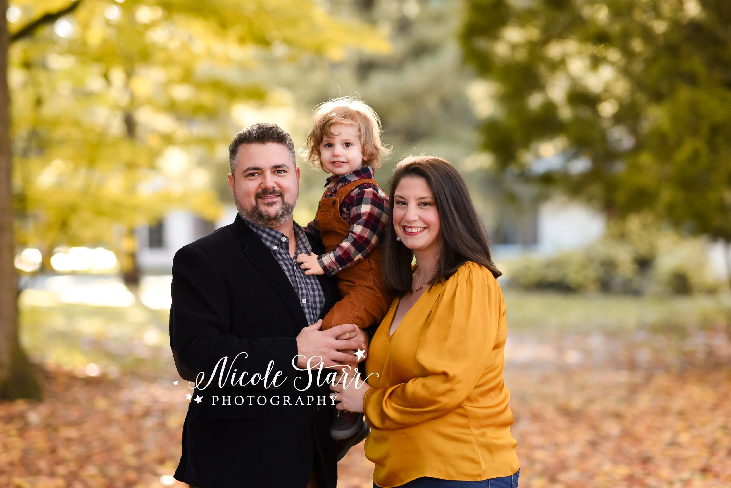 colorful fall family photos in New York with Delmar family photographer Nicole Starr Photography