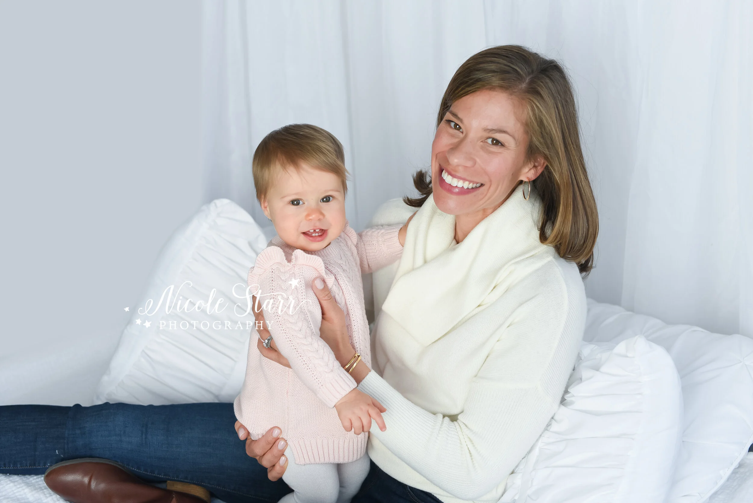 mom plays with one year old daughter photographed by New York family and baby photographer Nicole Starr Photography
