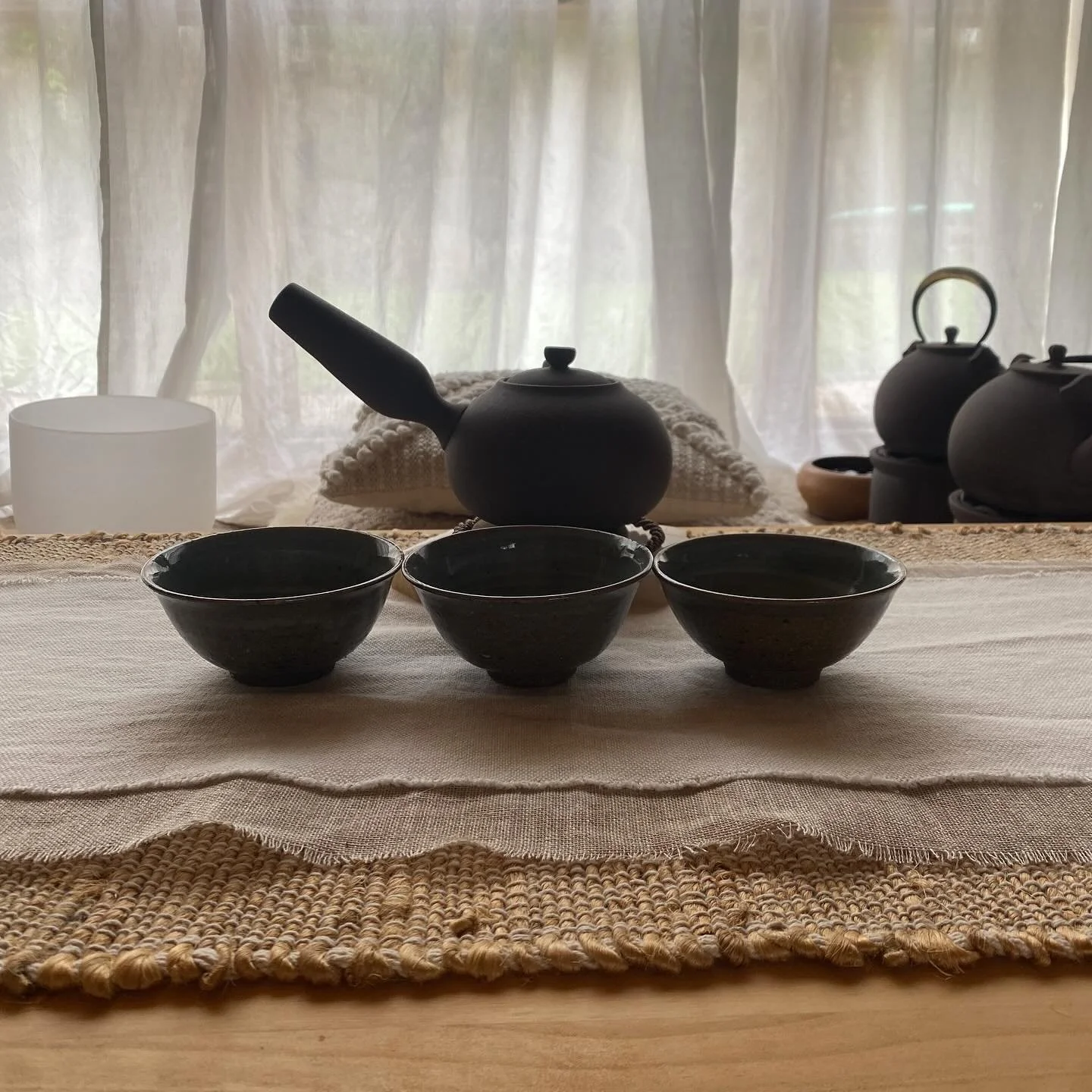The bowls are the breath of the tea ceremony &mdash; offered outward to the guests as the inhale, returning to the table as the exhale. In their passing, the rhythm of giving and receiving comes alive, and the whole gathering breathes as one. ✨