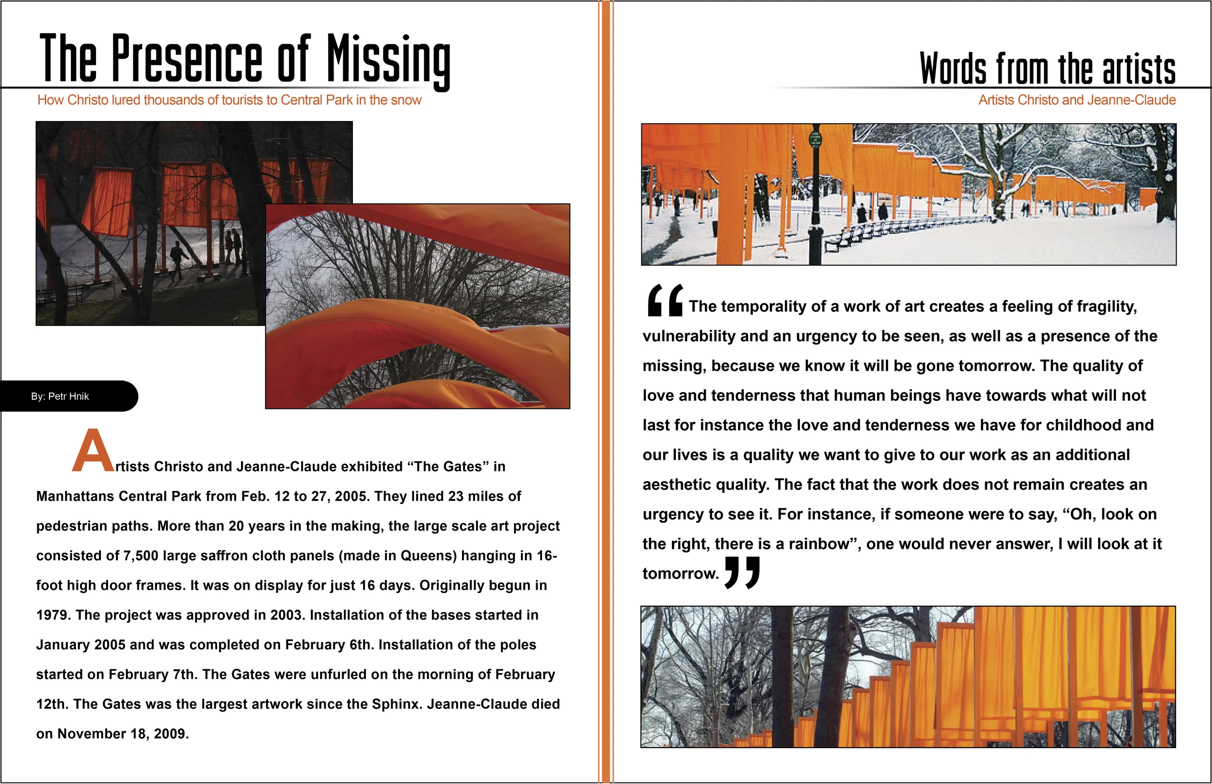  An orange-themed 2-page spread layout I worked on as a student. 