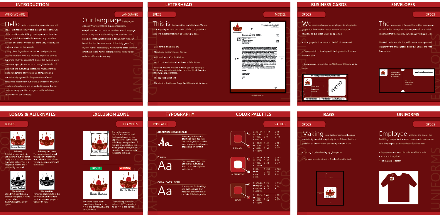  Graphic Standards Manual for a fictional food company. This was part of a student project. The finalized logo can be seen in the vectors section of my website  here . 