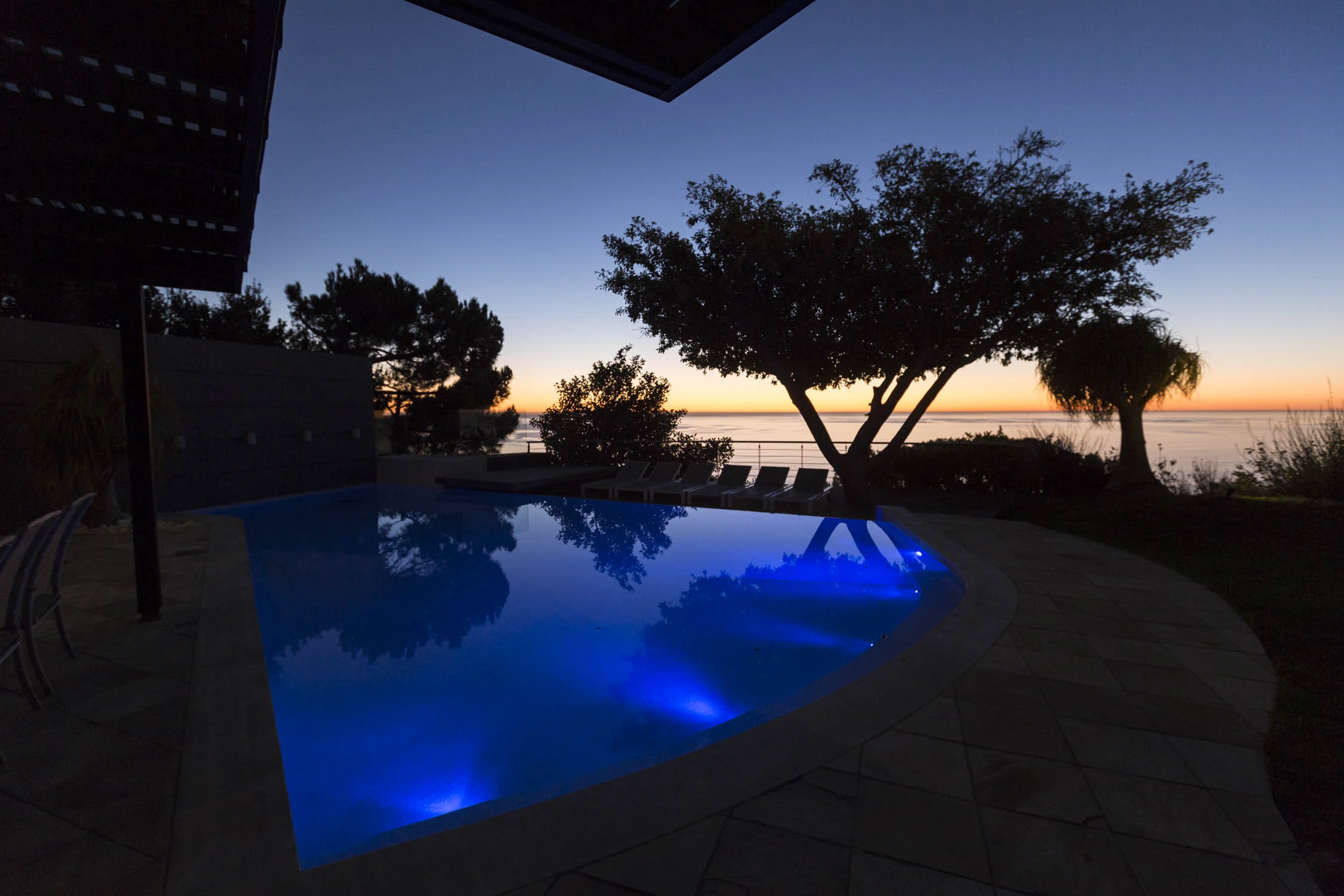 luxury swimming pool night lights