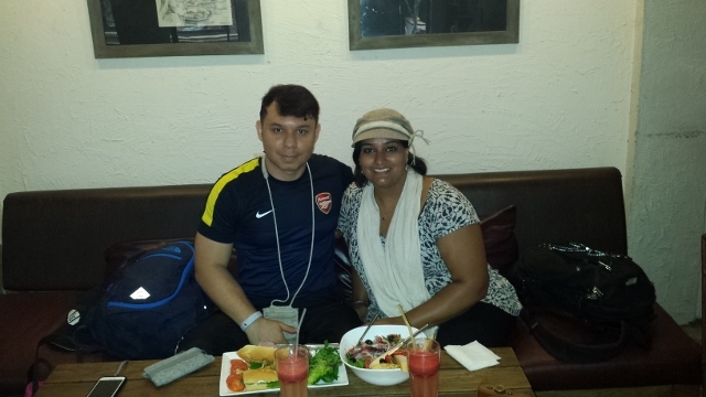 Louis and I decided to risk it and have a salad in Kathmandu. This is one of the final pictures of my favorite hat, I lost it on a motorcycle ride in Pokhara - I'm still mourning the hat. 