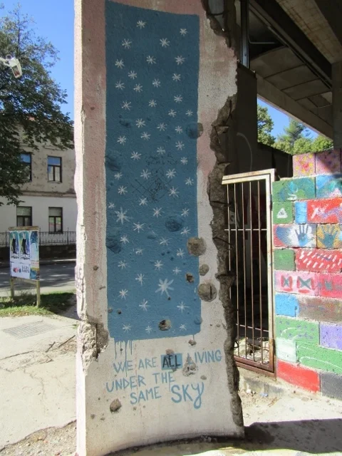 Most of the war damage has now turned into canvas for street art