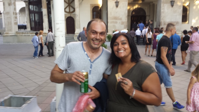 Church visit with Bojan and his beer (640x360).jpg