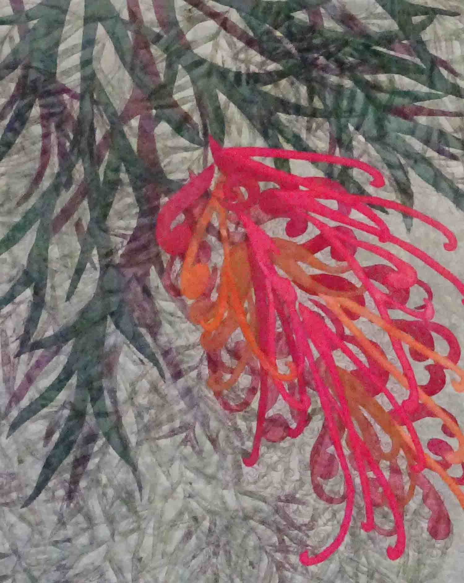  "Grevillea 2" © CarolynCollinsArt 2016 16" x 20" Hand dyed and printed fabric