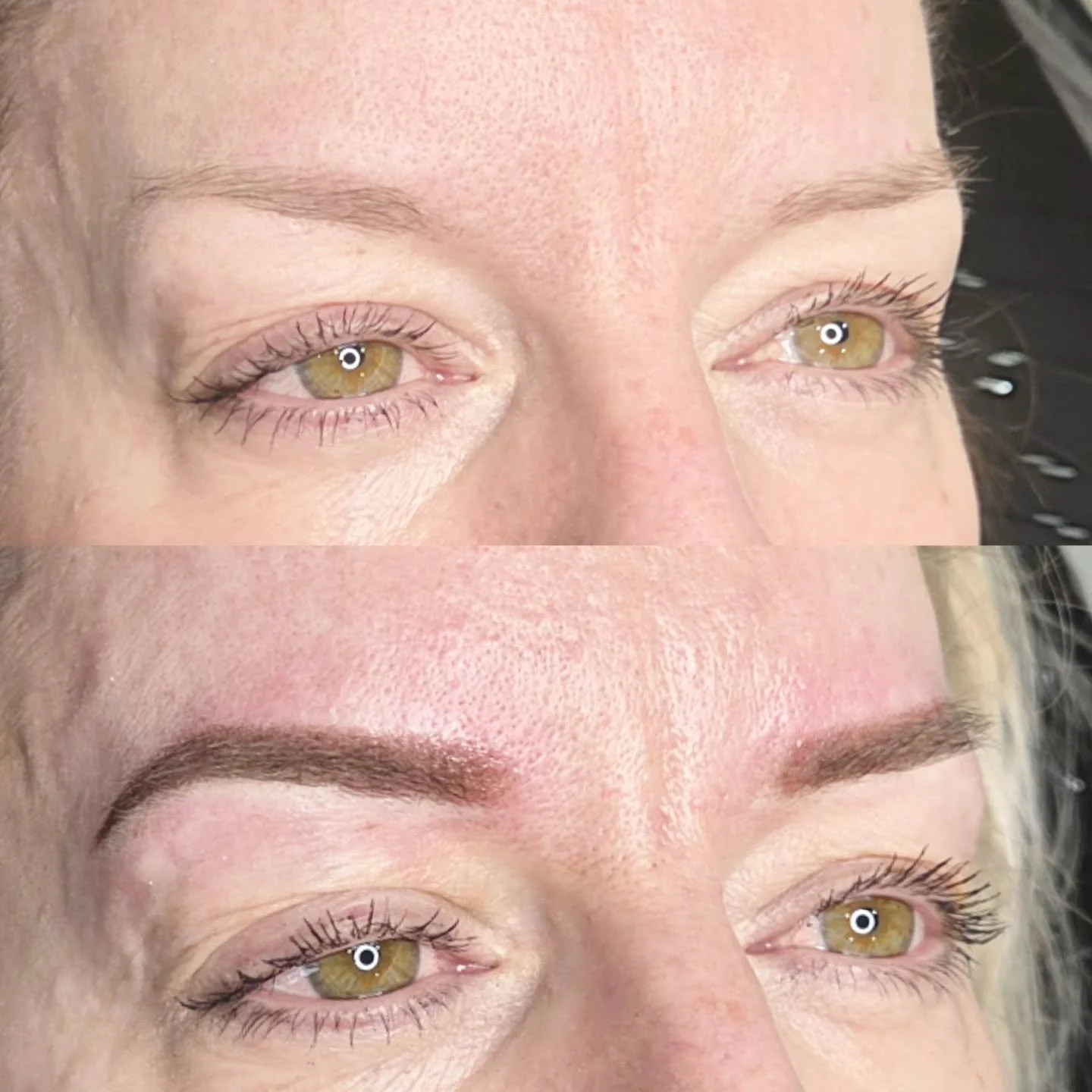 Love this set of ombr&eacute; powder brows - her skin type is sensitive and oily so delicate hairstrokes would not last so well and would be a little more difficult to implant.
A seemless and soft powder brow will heal so perfectly and she will save 