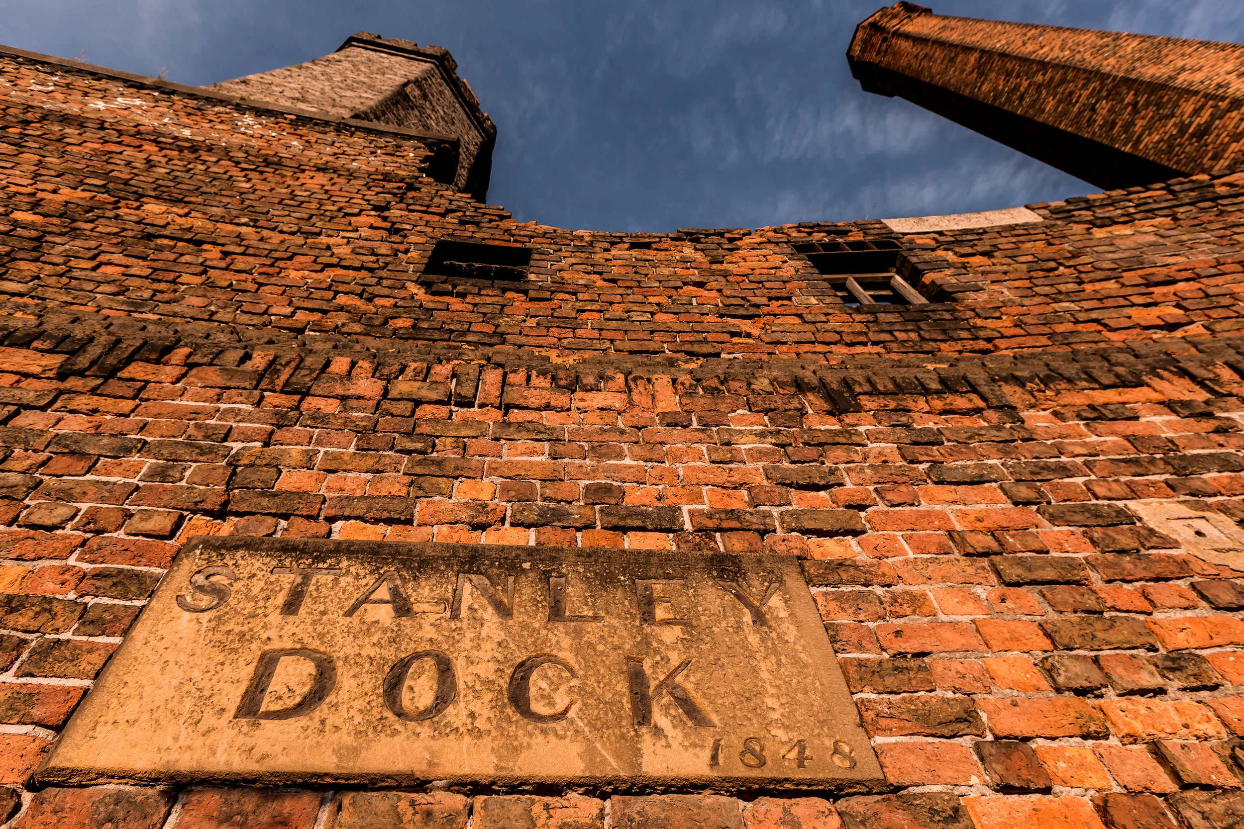 Plaque outside Tobacco Warehouse at Stanley Dock, Liverpool