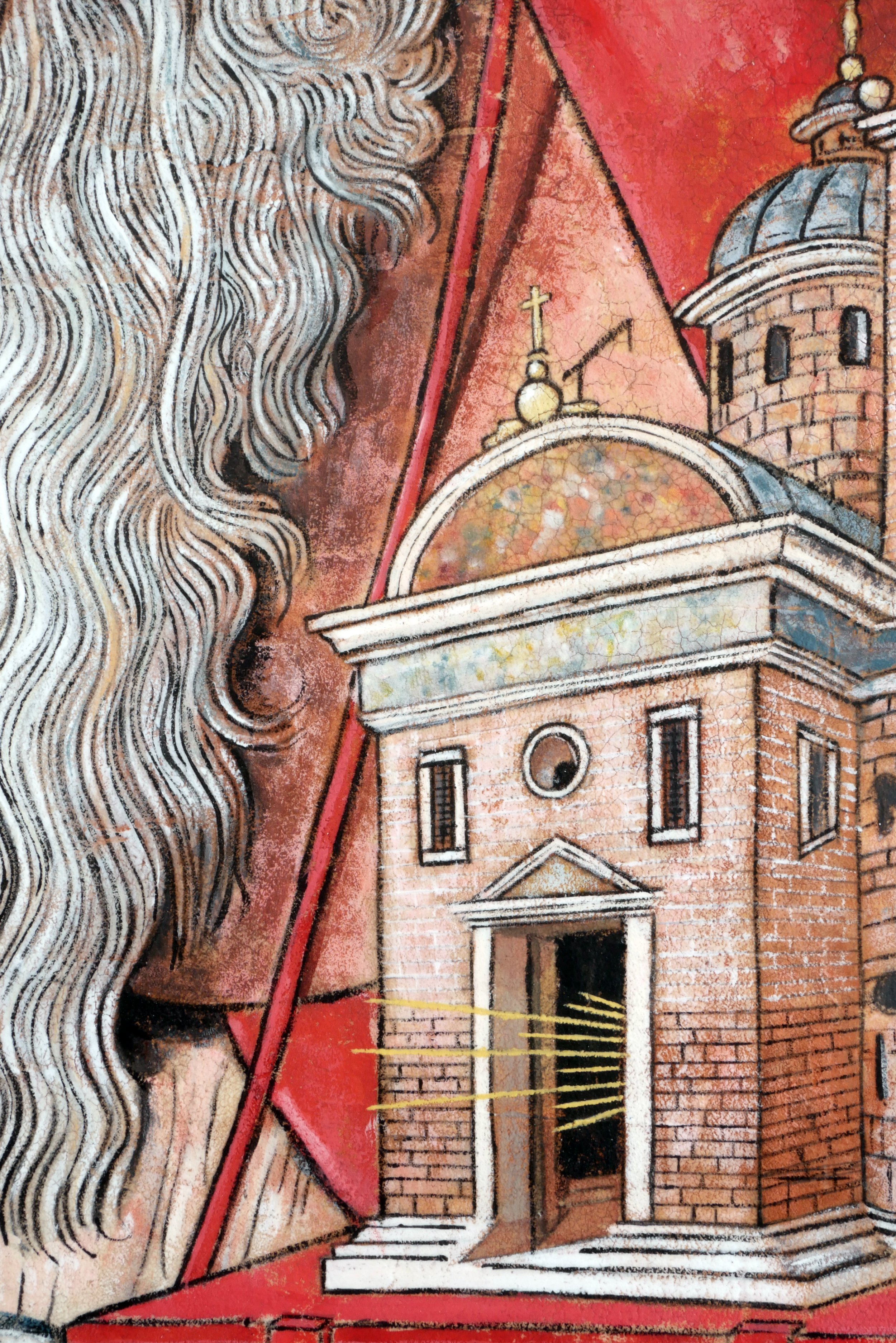 St Jerome Holds an Architectural Model on Top of Two Books (After Carlo Crivelli) detail